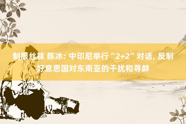 制服丝袜 陈冰: 中印尼举行“2+2”对话, 反制好意思国对东南亚的干扰和寻衅