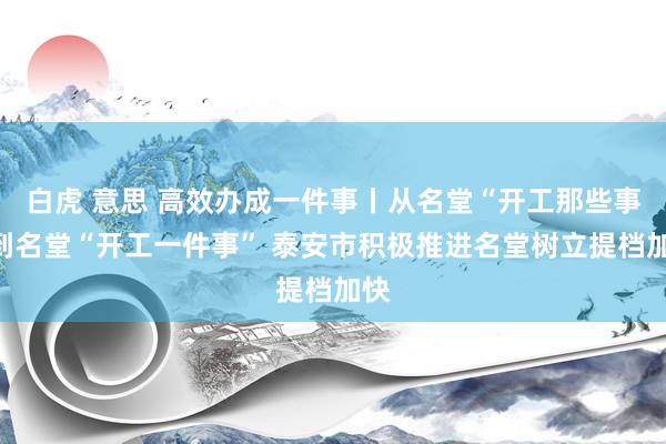 白虎 意思 高效办成一件事丨从名堂“开工那些事”到名堂“开工一件事” 泰安市积极推进名堂树立提档加快