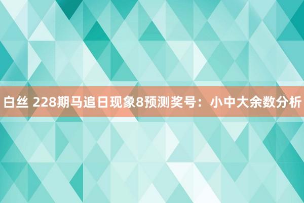 白丝 228期马追日现象8预测奖号：小中大余数分析
