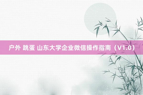 户外 跳蛋 山东大学企业微信操作指南（V1.0）