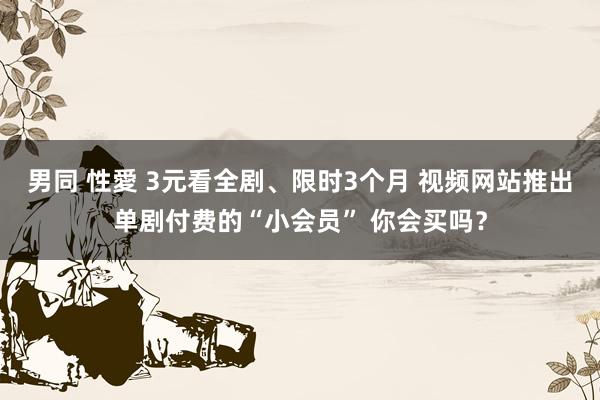 男同 性愛 3元看全剧、限时3个月 视频网站推出单剧付费的“小会员” 你会买吗？