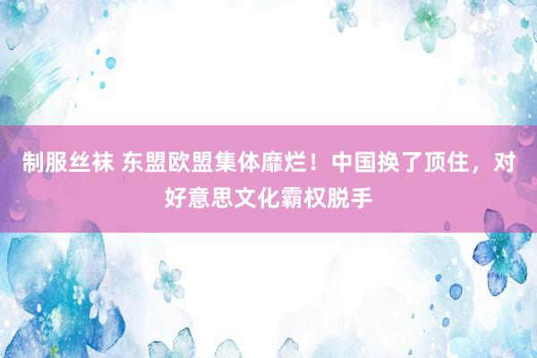 制服丝袜 东盟欧盟集体靡烂！中国换了顶住，对好意思文化霸权脱手