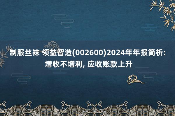 制服丝袜 领益智造(002600)2024年年报简析: 增收不增利， 应收账款上升