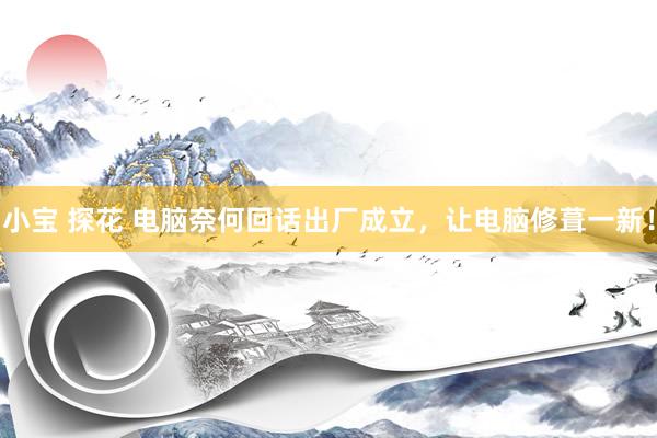 小宝 探花 电脑奈何回话出厂成立,让电脑修葺一新!